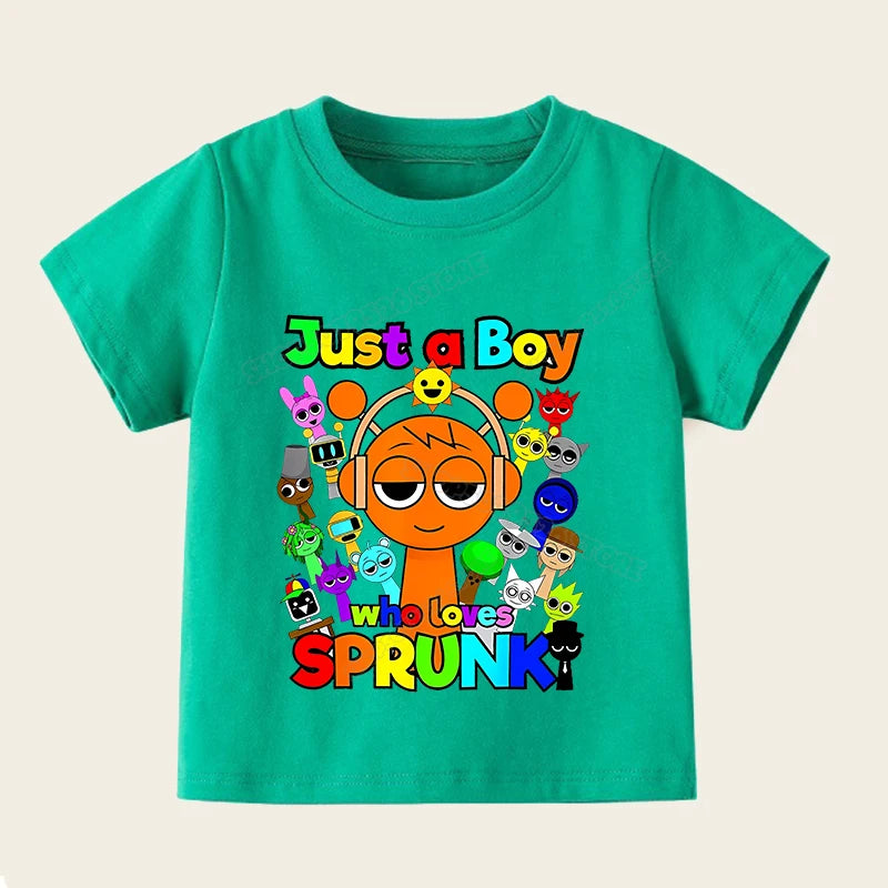 Sprunki T Shirts for Boy Girl Game Incredibox Kids T Shirt Cartoon Print Summer Casual Short Sleeve Baby Clothes Child Tee Tops
