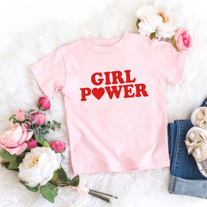 Girl Power Kids Tshirts Summer Short Sleeve Female T-shirts Girls Fashion Tee Shirt Toddler Baby Casual Tops Clothes 1-12T