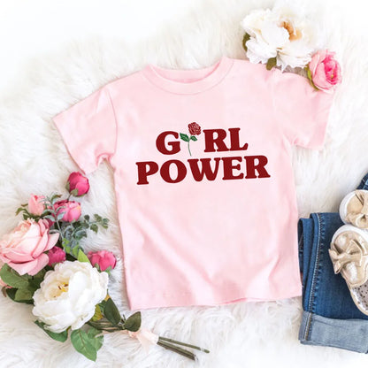 Girl Power Kids Tshirts Summer Short Sleeve Female T-shirts Girls Fashion Tee Shirt Toddler Baby Casual Tops Clothes 1-12T