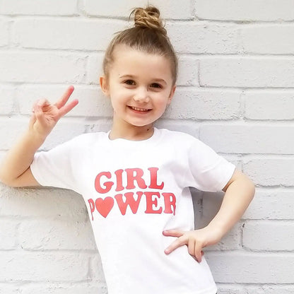 Girl Power Kids Tshirts Summer Short Sleeve Female T-shirts Girls Fashion Tee Shirt Toddler Baby Casual Tops Clothes 1-12T