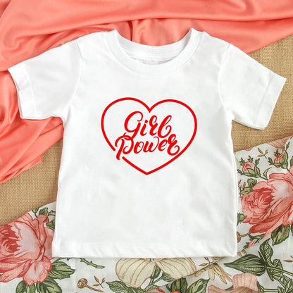 Girl Power Kids Tshirts Summer Short Sleeve Female T-shirts Girls Fashion Tee Shirt Toddler Baby Casual Tops Clothes 1-12T