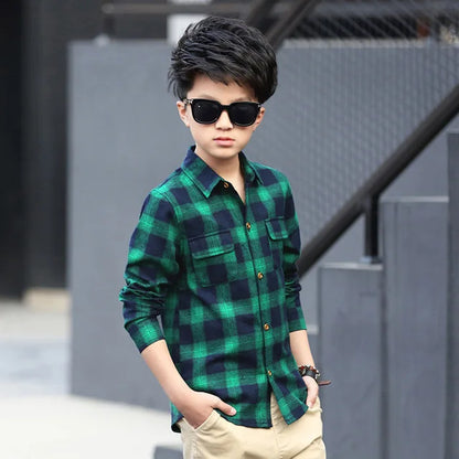 Shirts For Boys Brand Spring Autumn Kids Cotton Casual Shirts Children Blouse Clothing Boys Teenage Sports School Uniform Shirts