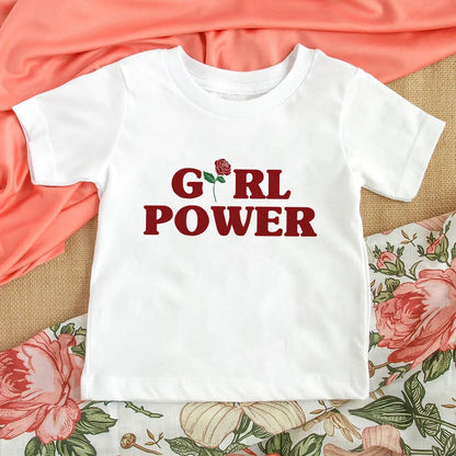 Girl Power Kids Tshirts Summer Short Sleeve Female T-shirts Girls Fashion Tee Shirt Toddler Baby Casual Tops Clothes 1-12T