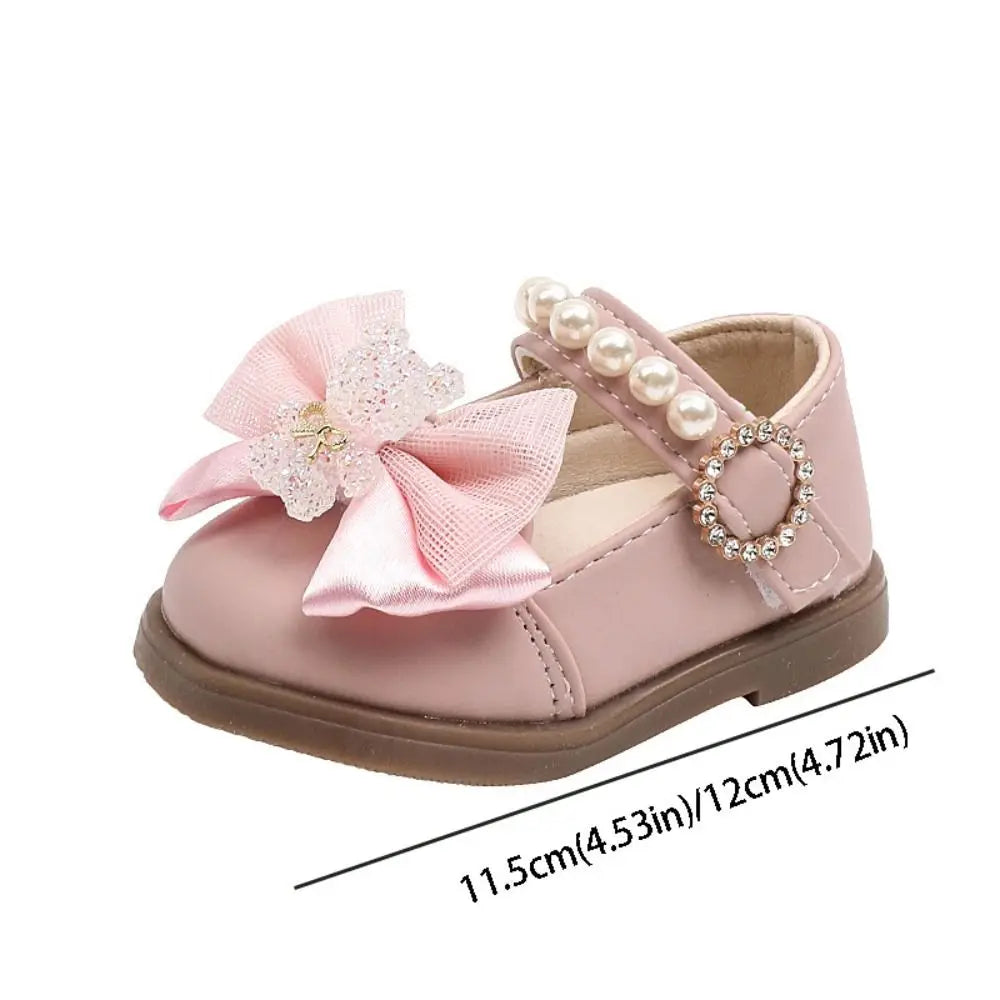 Square Mouth Kids Shoes Bow Design New Style Children Sneakers Leather Material Dance Shoes Toddler Shoes Toddler Age