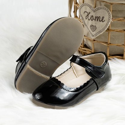 KIDSUN Fashion Kids Shoes Baby Girl Princess Dress Shoes School Party Rubber Sole Non-slip Little Kid PU leather Shoes