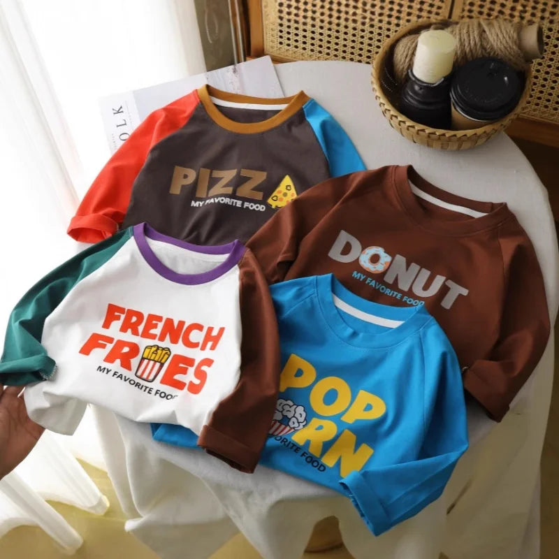 Children T Shirts  Autumn T-shirt for Kids Long Sleeve Girls Tops Boys Tees 1-10years School Baby Blouse Toddler Outerwear