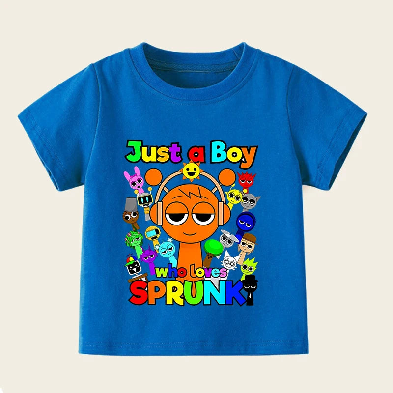 Sprunki T Shirts for Boy Girl Game Incredibox Kids T Shirt Cartoon Print Summer Casual Short Sleeve Baby Clothes Child Tee Tops