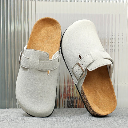 Children's 2026 New Classic Style Buckle Strap Closed-Toe Half-Slippers with Cork Soles, Comfortable Casual Sandals for Spring, Summer, and Autumn, Suitable for Indoor and Outdoor Wear, Simple and Versatile Style Children's S