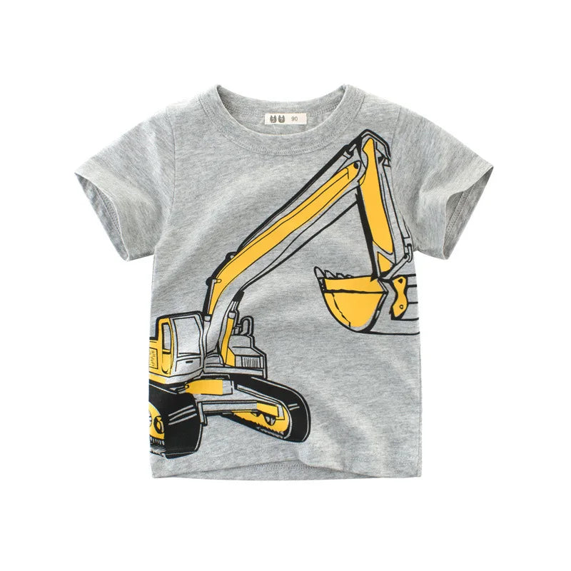OLEKID 2025 Summer Boys T-shirts Printed Cartoon Car Children Boy Clothes 2-8 Years Kids Baby Boy Tops Short Sleeve Toddler Tees