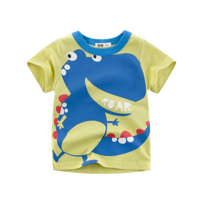OLEKID 2025 Summer Boys T-shirts Printed Cartoon Car Children Boy Clothes 2-8 Years Kids Baby Boy Tops Short Sleeve Toddler Tees