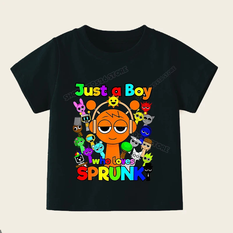 Sprunki T Shirts for Boy Girl Game Incredibox Kids T Shirt Cartoon Print Summer Casual Short Sleeve Baby Clothes Child Tee Tops