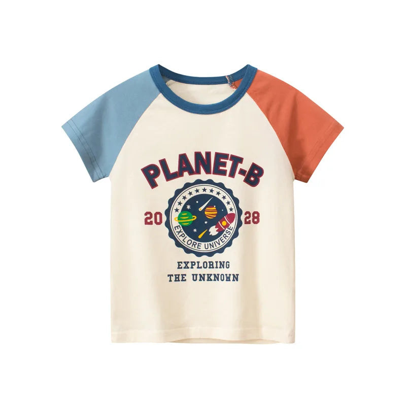 OLEKID 2025 Summer Boys T-shirts Printed Cartoon Car Children Boy Clothes 2-8 Years Kids Baby Boy Tops Short Sleeve Toddler Tees