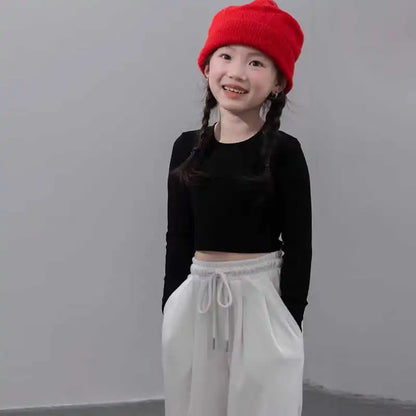 Girls Shirts 2025 Spring Autumn Long-Sleeve Base Layer New Arrival Kids Slim-Fit T-Shirt Childrens Clothes Jazz-Style Top
