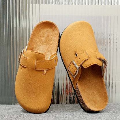 Children's 2026 New Classic Style Buckle Strap Closed-Toe Half-Slippers with Cork Soles, Comfortable Casual Sandals for Spring, Summer, and Autumn, Suitable for Indoor and Outdoor Wear, Simple and Versatile Style Children's S
