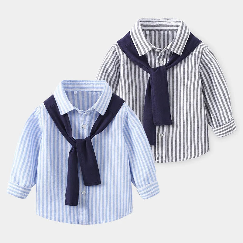 Striped Fashin Boys Shirts Toddler Kids Casual Tops Children's Clothes