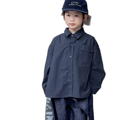 Childrens Shirt 2025 Spring and Autumn Fashion New Korean Shirt Simple Trendy Loose Pants Kids Clothes