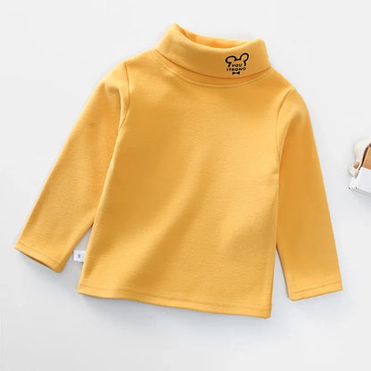 Kids T-Shirts New 2024 Spring Autumn Boys Girls Kids Fashion Solid T Shirt Tops Children Turtleneck Long Sleeve Casual T-shirts