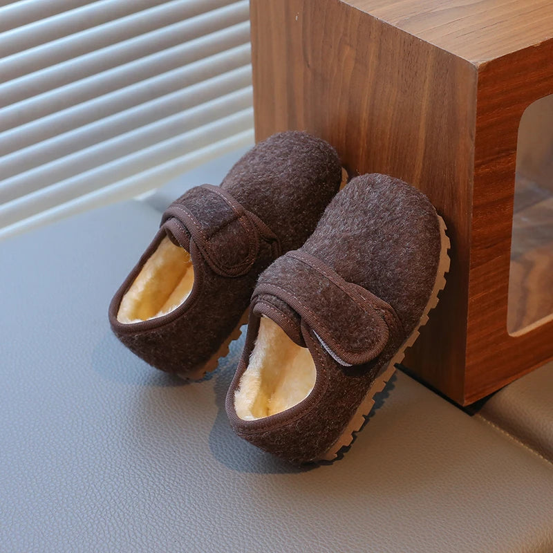 Children Cotton Shoes Korean Style Soft Bottom Anti-slippery Simple Kids Casual Shoes Boys Girls Warm Plush Shoes Winter New