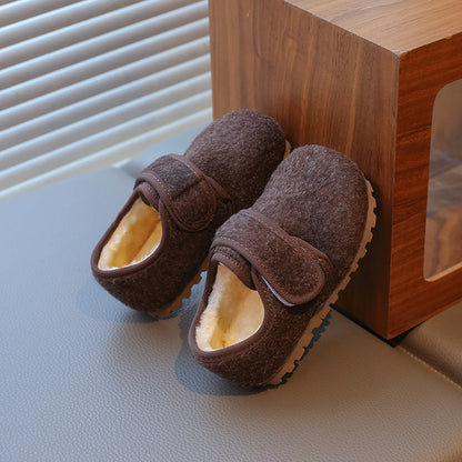 Children Cotton Shoes Korean Style Soft Bottom Anti-slippery Simple Kids Casual Shoes Boys Girls Warm Plush Shoes Winter New