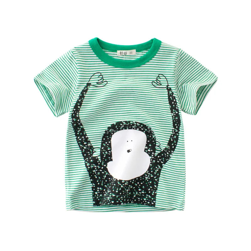 OLEKID 2025 Summer Boys T-shirts Printed Cartoon Car Children Boy Clothes 2-8 Years Kids Baby Boy Tops Short Sleeve Toddler Tees
