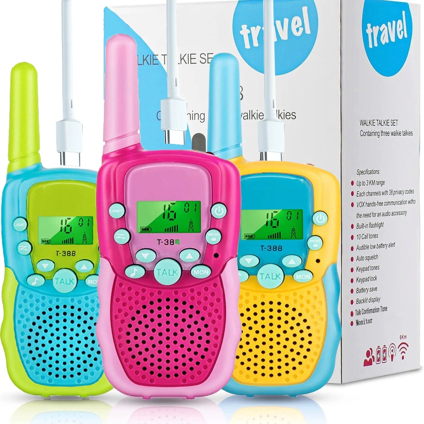 Kids Walkie Talkie Set Range Extending Set of 2 or 3 for Camping or Birthday Toys Handheld Kids Walky Talky Outdoor Toys