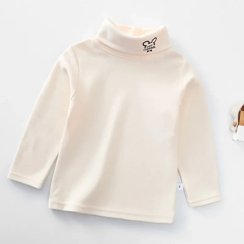 Kids T-Shirts New 2024 Spring Autumn Boys Girls Kids Fashion Solid T Shirt Tops Children Turtleneck Long Sleeve Casual T-shirts
