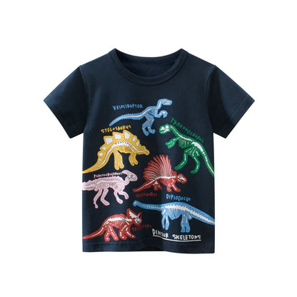 OLEKID 2025 Summer Boys T-shirts Printed Cartoon Car Children Boy Clothes 2-8 Years Kids Baby Boy Tops Short Sleeve Toddler Tees