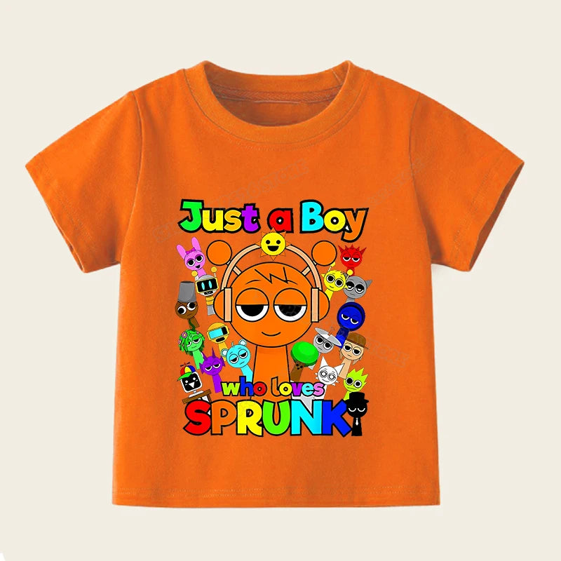 Sprunki T Shirts for Boy Girl Game Incredibox Kids T Shirt Cartoon Print Summer Casual Short Sleeve Baby Clothes Child Tee Tops