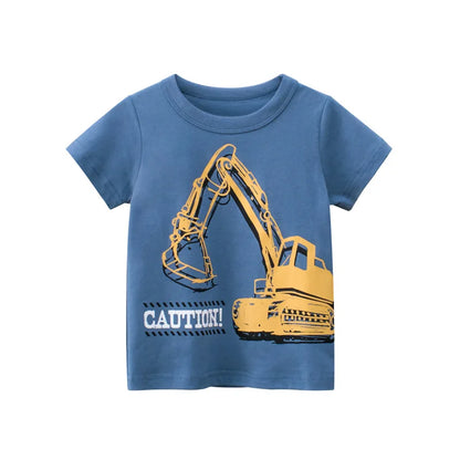 OLEKID 2025 Summer Boys T-shirts Printed Cartoon Car Children Boy Clothes 2-8 Years Kids Baby Boy Tops Short Sleeve Toddler Tees