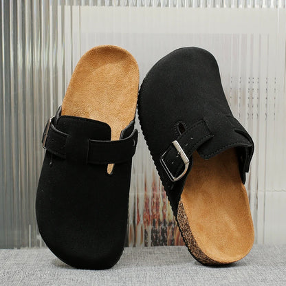 Children's 2026 New Classic Style Buckle Strap Closed-Toe Half-Slippers with Cork Soles, Comfortable Casual Sandals for Spring, Summer, and Autumn, Suitable for Indoor and Outdoor Wear, Simple and Versatile Style Children's S