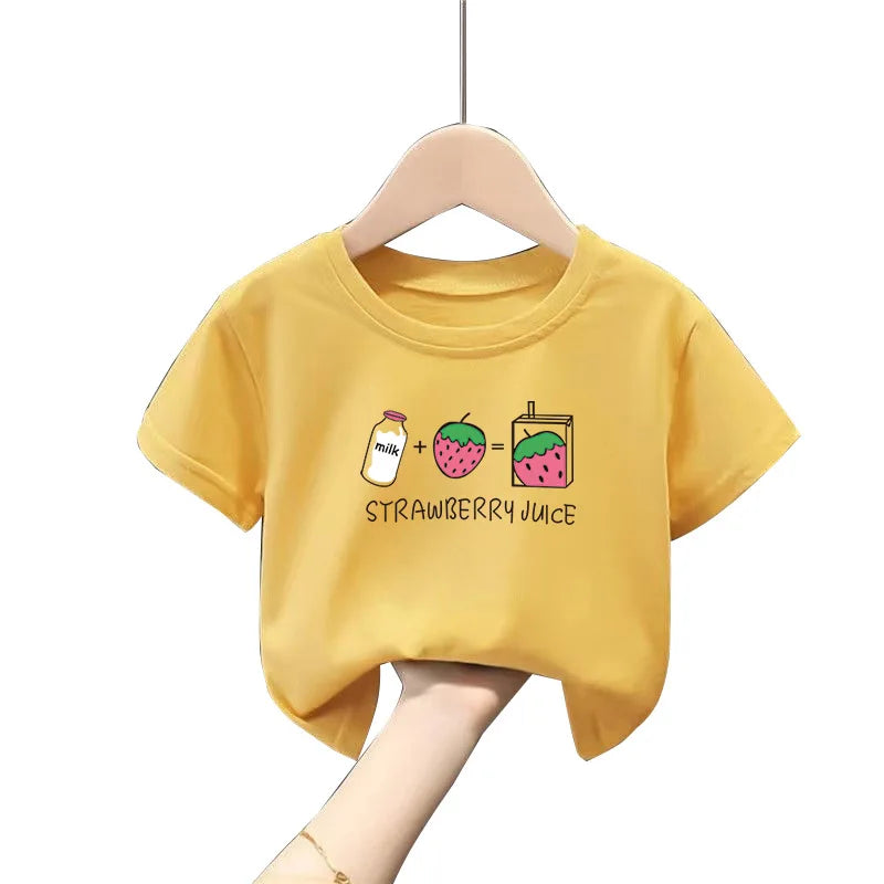 Girls' Short-sleeved T-shirts, Children's Clothes, New Summer Tops, Versatile Base Shirts Kids Clothes