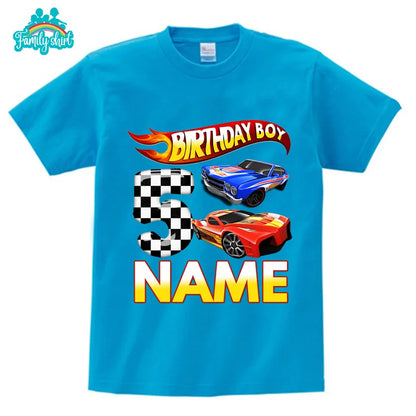 Kids Racing Birthday T Shirt 5 Year Old 2nd T Shirt Kids Shirts for Children Party BOYS Summer Custom Name Toddler Baby T Shirts