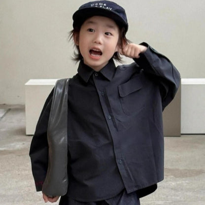 Childrens Shirt 2025 Spring and Autumn Fashion New Korean Shirt Simple Trendy Loose Pants Kids Clothes