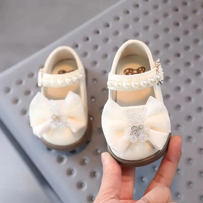 Square Mouth Kids Shoes Bow Design New Style Children Sneakers Leather Material Dance Shoes Toddler Shoes Toddler Age