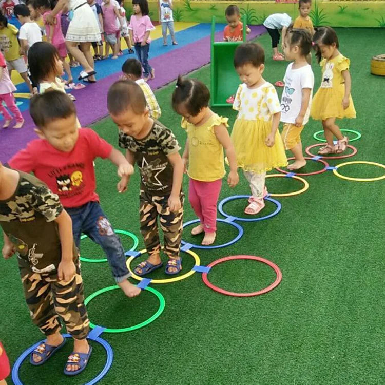 Outdoor Kids Jump Ring Game Set - 10 Hoops & 10 Connectors for Boys Girls, Fun Physical Training Sport Toys for Park Play