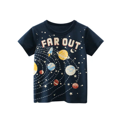 OLEKID 2025 Summer Boys T-shirts Printed Cartoon Car Children Boy Clothes 2-8 Years Kids Baby Boy Tops Short Sleeve Toddler Tees