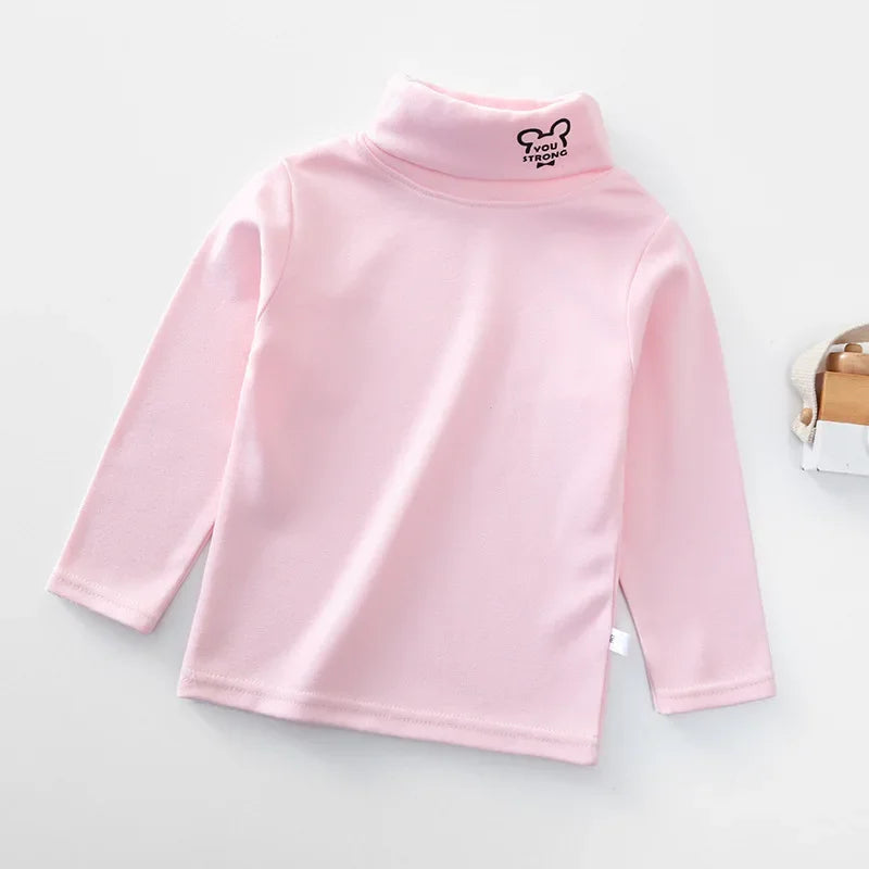 Kids T-Shirts New 2024 Spring Autumn Boys Girls Kids Fashion Solid T Shirt Tops Children Turtleneck Long Sleeve Casual T-shirts