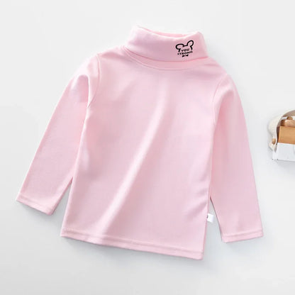 Kids T-Shirts New 2024 Spring Autumn Boys Girls Kids Fashion Solid T Shirt Tops Children Turtleneck Long Sleeve Casual T-shirts
