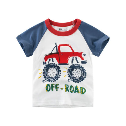 OLEKID 2025 Summer Boys T-shirts Printed Cartoon Car Children Boy Clothes 2-8 Years Kids Baby Boy Tops Short Sleeve Toddler Tees