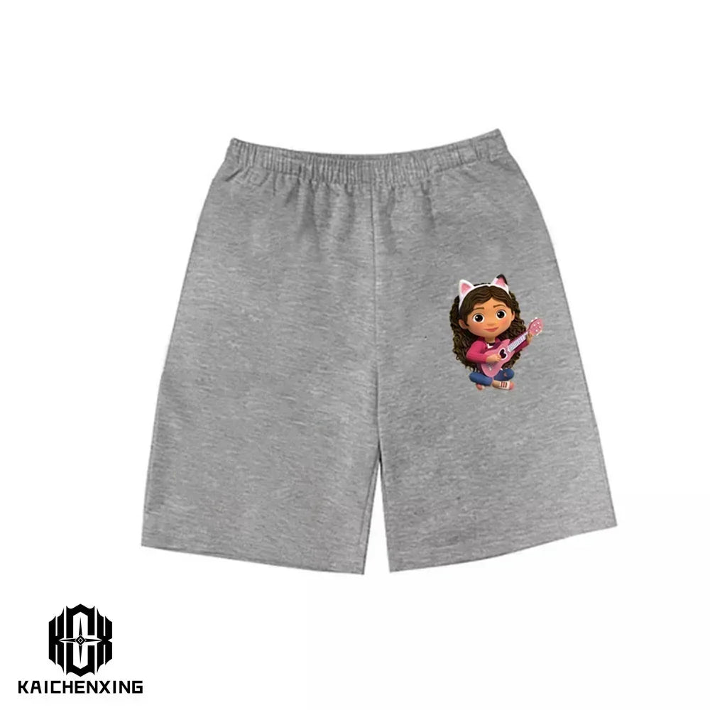 Little Girl T-shirts Kawaii Gabbys Doll House T Shirt Graphic Print Cute Kids Clothes Pink Tshirts Aesthetic Girls Clothes Top