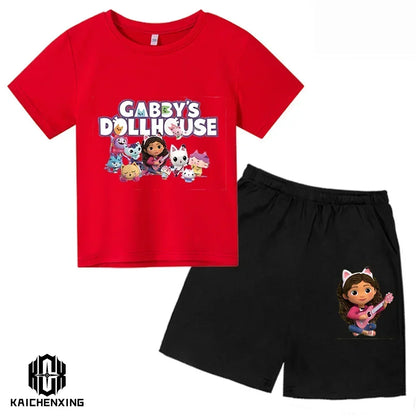 Little Girl T-shirts Kawaii Gabbys Doll House T Shirt Graphic Print Cute Kids Clothes Pink Tshirts Aesthetic Girls Clothes Top
