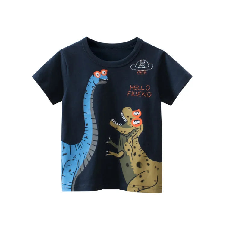 OLEKID 2025 Summer Boys T-shirts Printed Cartoon Car Children Boy Clothes 2-8 Years Kids Baby Boy Tops Short Sleeve Toddler Tees