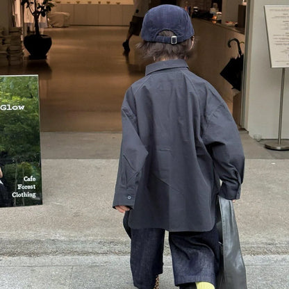 Childrens Shirt 2025 Spring and Autumn Fashion New Korean Shirt Simple Trendy Loose Pants Kids Clothes