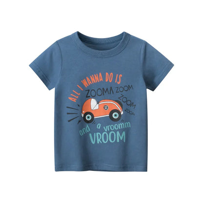 OLEKID 2025 Summer Boys T-shirts Printed Cartoon Car Children Boy Clothes 2-8 Years Kids Baby Boy Tops Short Sleeve Toddler Tees