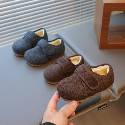 Children Cotton Shoes Korean Style Soft Bottom Anti-slippery Simple Kids Casual Shoes Boys Girls Warm Plush Shoes Winter New