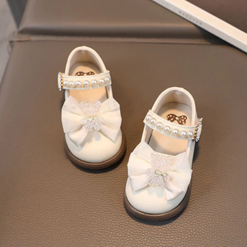 Square Mouth Kids Shoes Bow Design New Style Children Sneakers Leather Material Dance Shoes Toddler Shoes Toddler Age