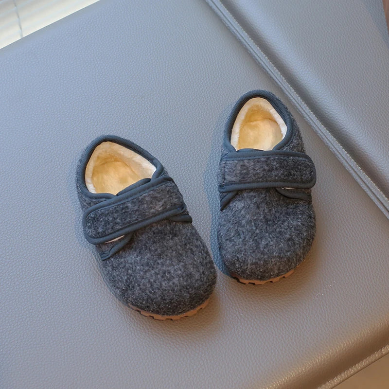 Children Cotton Shoes Korean Style Soft Bottom Anti-slippery Simple Kids Casual Shoes Boys Girls Warm Plush Shoes Winter New