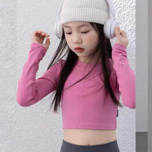Girls Shirts 2025 Spring Autumn Long-Sleeve Base Layer New Arrival Kids Slim-Fit T-Shirt Childrens Clothes Jazz-Style Top