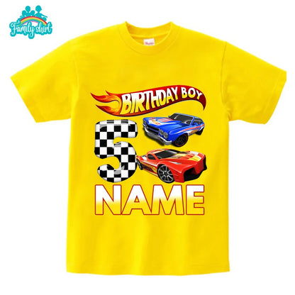 Kids Racing Birthday T Shirt 5 Year Old 2nd T Shirt Kids Shirts for Children Party BOYS Summer Custom Name Toddler Baby T Shirts