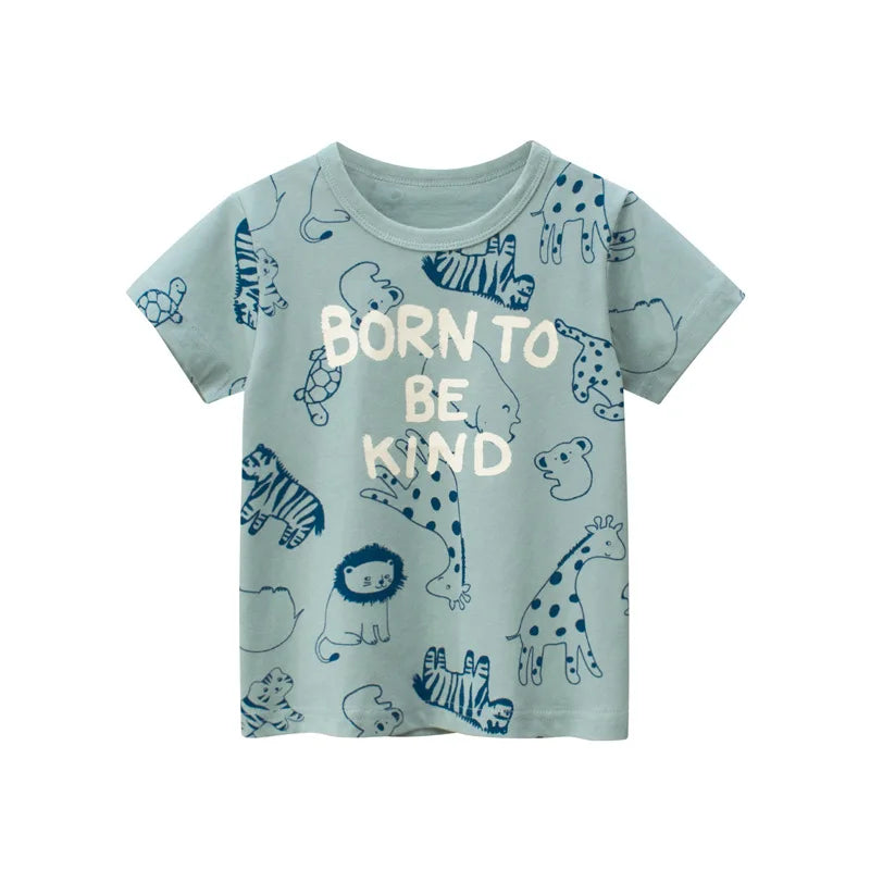OLEKID 2025 Summer Boys T-shirts Printed Cartoon Car Children Boy Clothes 2-8 Years Kids Baby Boy Tops Short Sleeve Toddler Tees